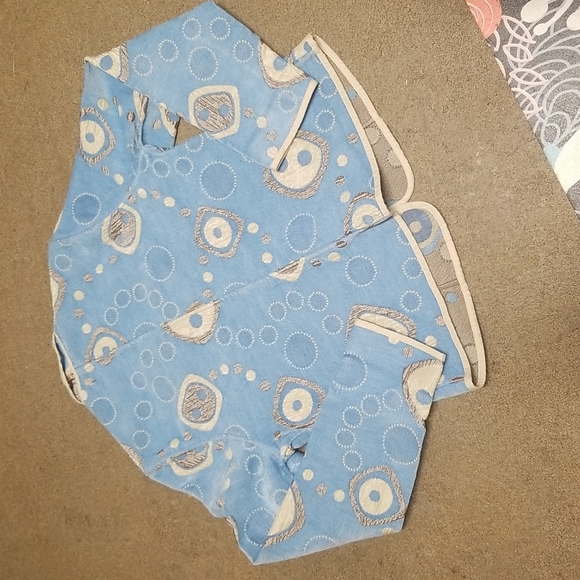 Khangura women's mandarin collar blue tan - Picture 2 of 6